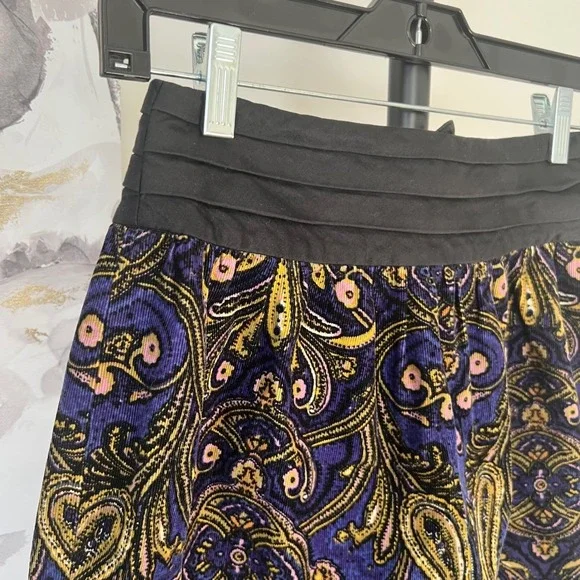 Anthropologie Skirt Mini Corduroy Paisley Boho Whimsigoth Dark Fairy Grunge - Picture 3 of 7